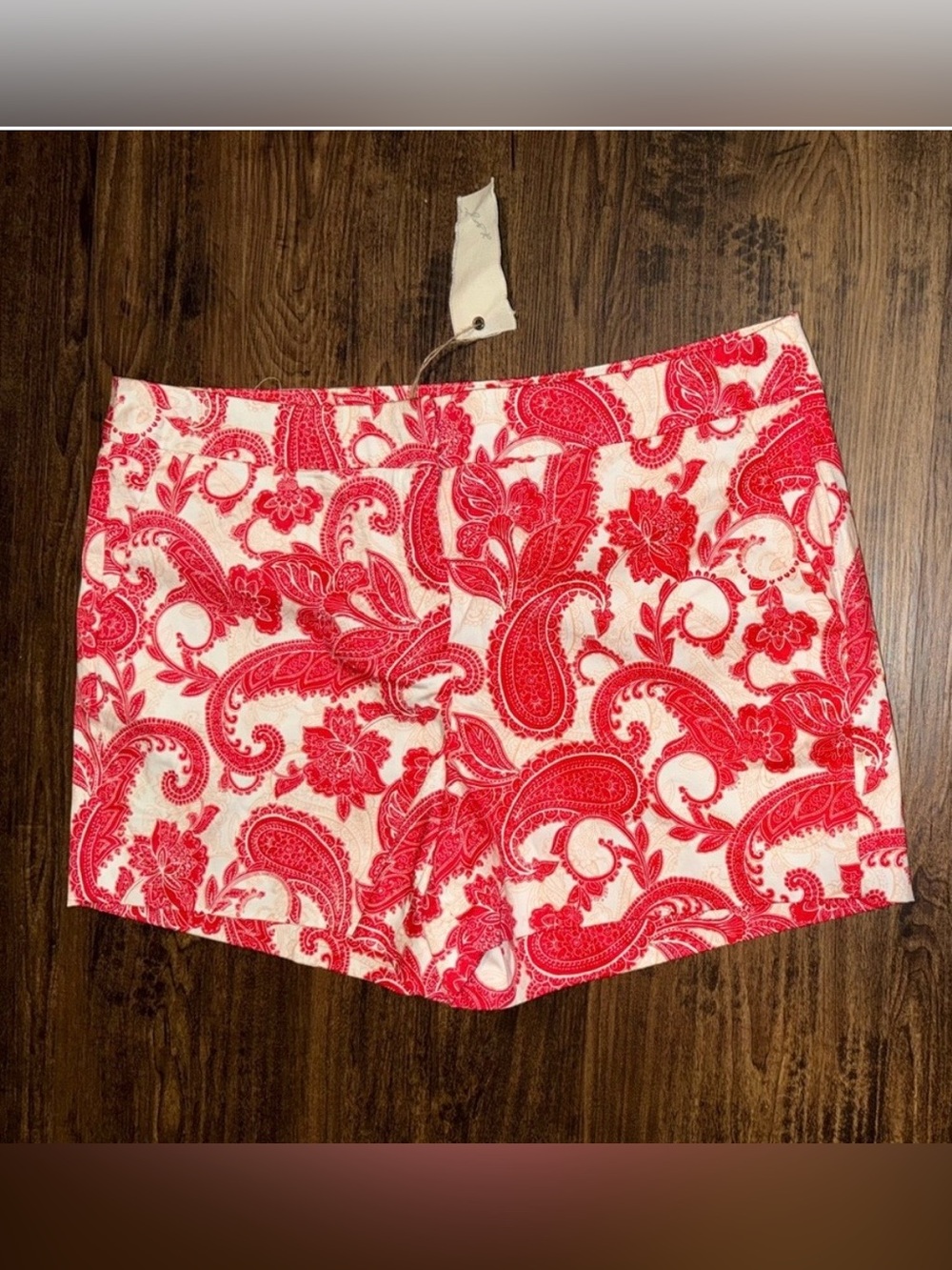 Kenji Women’s Shorts Size 12 Paisley Pink Orange Cotton Blend Front Pockets